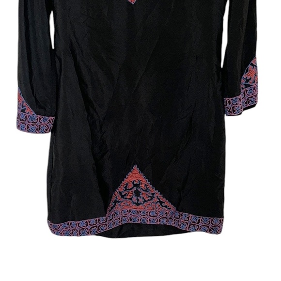 What Goes Around Comes Around Margot Silk Black Embroidered Tunic Dress - XS - Picture 7 of 16